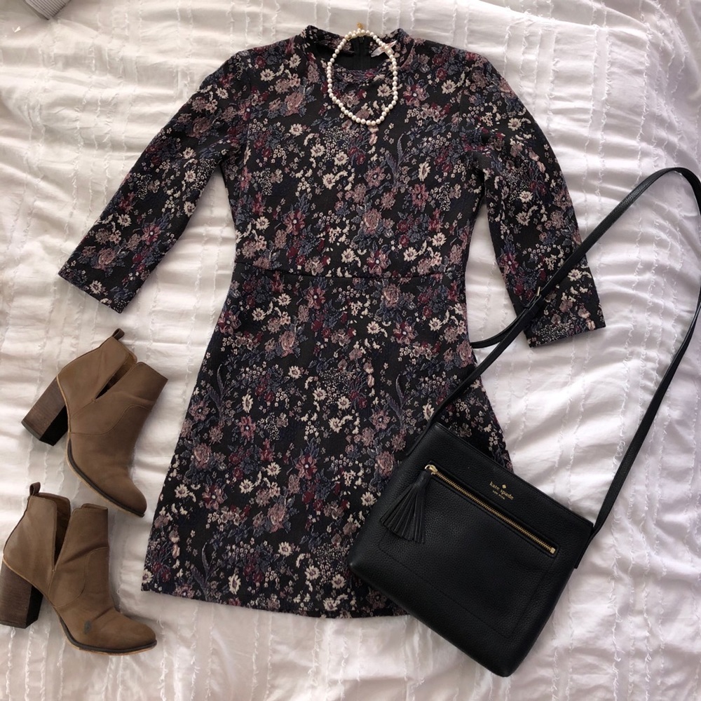 Mock-Neck Tapestry Dress
